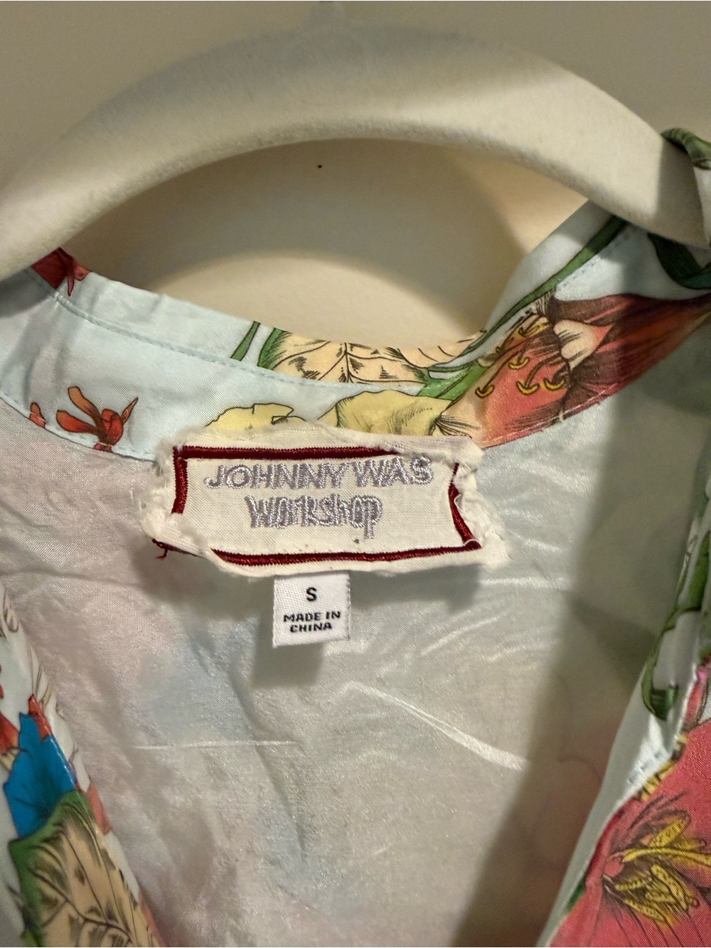 Johnny Was Light Blue Floral Button-Down Shirt - Picture 3 of 3
